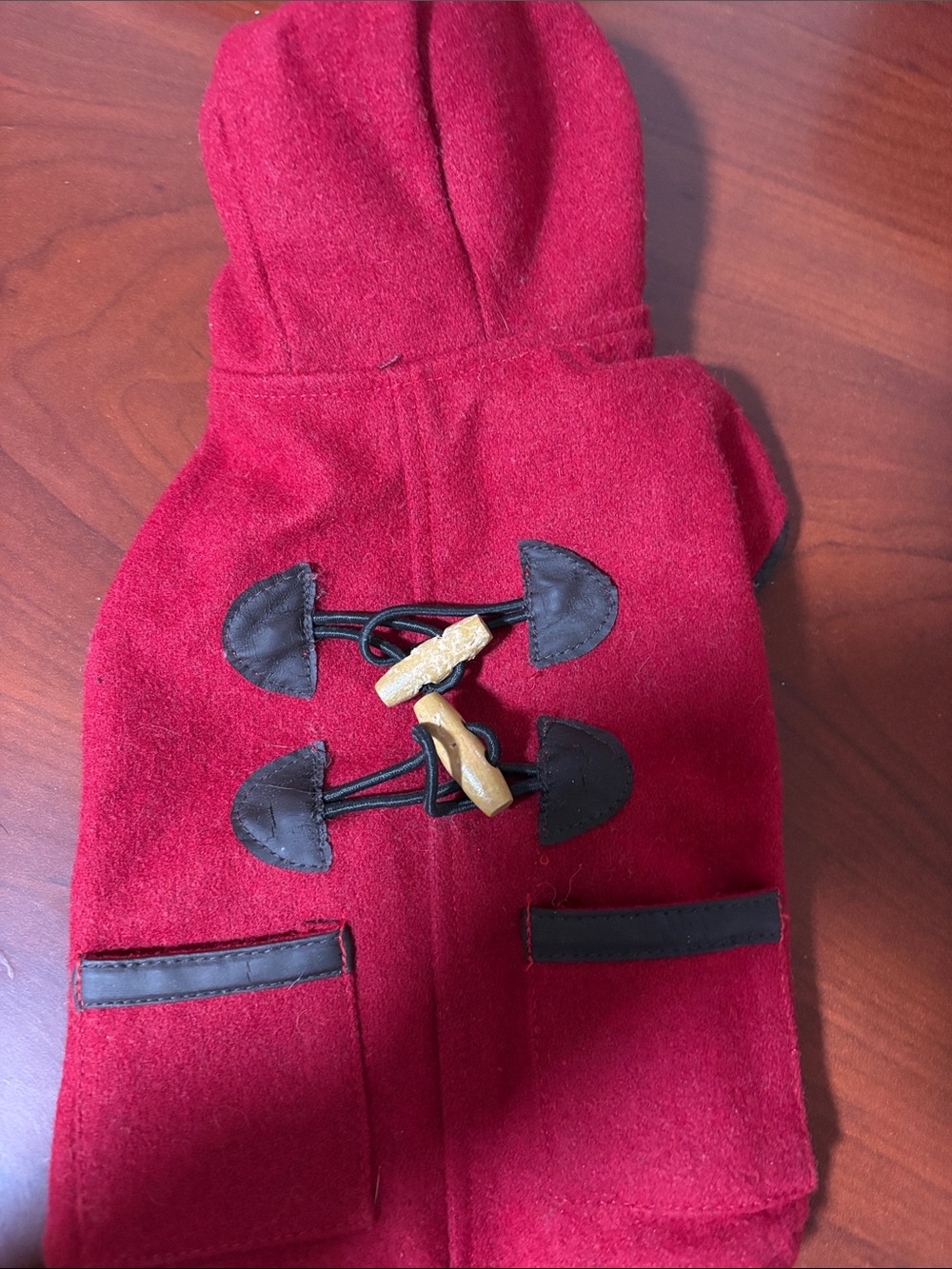 Woolrich Red Hooded Dog Coat with Wool Fabric